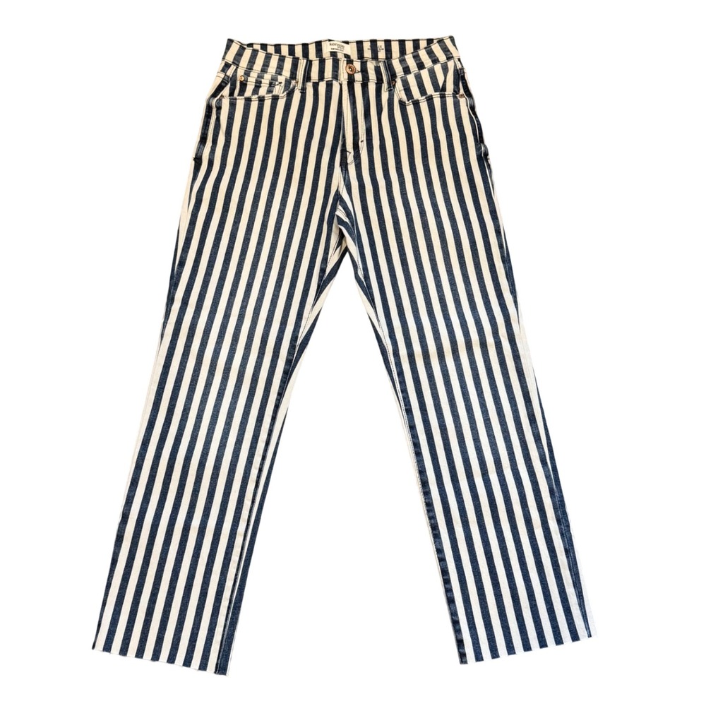 Kensie Jeans The Allie High Rise Slim Straight Blue White Striped Jeans Size 6